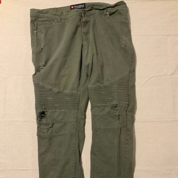 Southpole Jeans Mens 40x31 Olive Regular Fit Thrashed Destroyed (Tag:42x34) - Picture 1 of 9